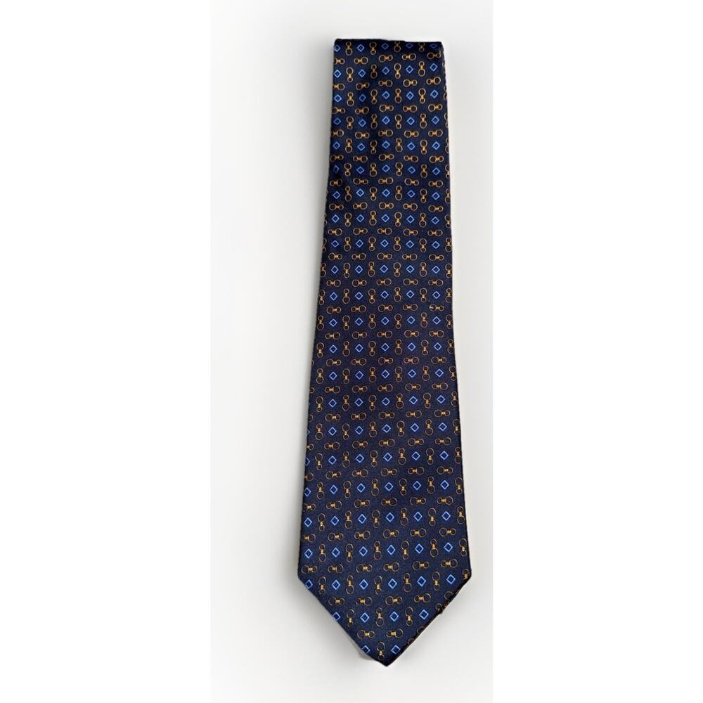 BROOKS BROTHERS Makers Classic Blue Geometric Silk Men’s Tie Made In USA - Picture 3 of 5